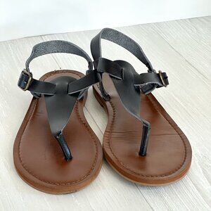 Women's Black Leather Sandals – Size 7.5